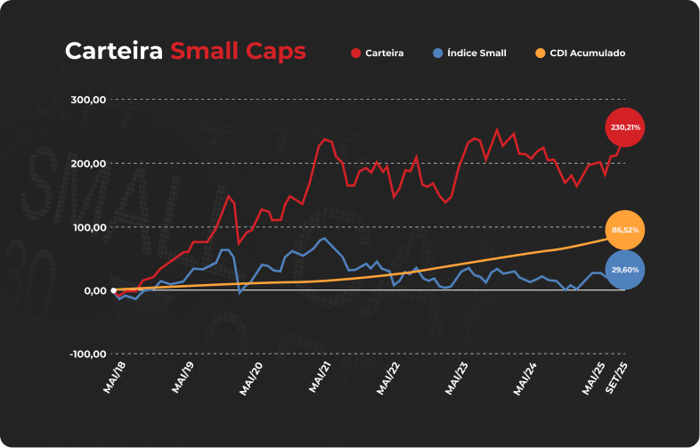 Gráfico de evolução da Carteira Small Caps
